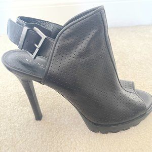 Kenneth Cole Peep Toe Sling Back Bootie Sandals - Black Size 6